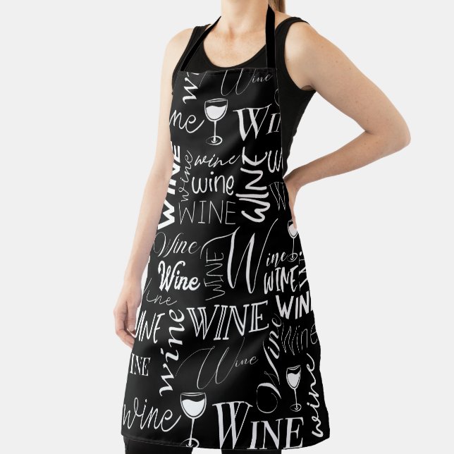 Schwarz-Weiß-Weintypografie-Muster Schürze (InSitu)