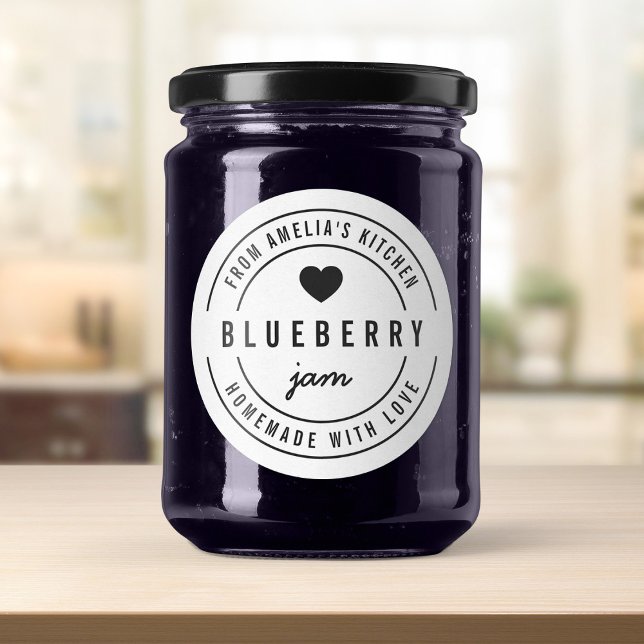 Schwarz-Weiß-Weiß-Herz-Hausgemacht mit Liebe Runder Aufkleber (Von Creator hochgeladen)