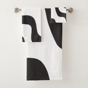 Schwarz-Weiß-Welle Abstrakte Moderne Kunst Chic Badhandtuch Set