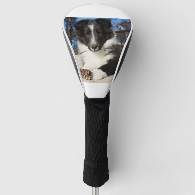 Schwarz-Weiß-Welpe Golf Headcover (Vorderseite)