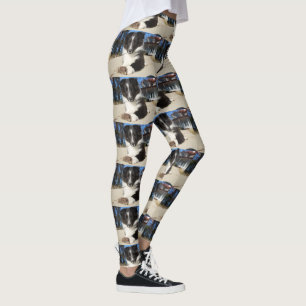 Schwarz-Weiß-Welpe Leggings
