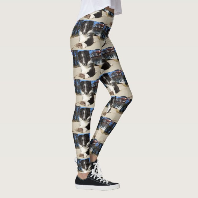 Schwarz-Weiß-Welpe Leggings (Rechts)