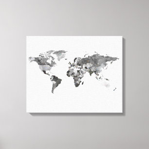 Schwarz-Weiß-Weltkarte - Canvas-Druck Leinwanddruck