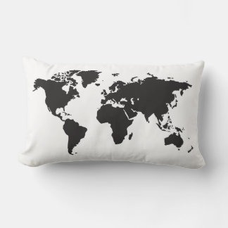 Schwarz-Weiß-Weltkarte Lendenkissen