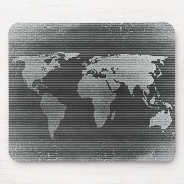 Schwarz-Weiß-Weltkarte Mousepad (Vorne)