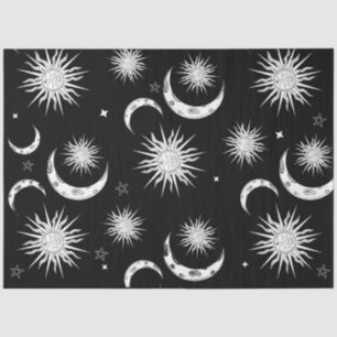 Schwarz-Weiß Whimsical Sun Himmels-Geburtstag Seidenpapier
