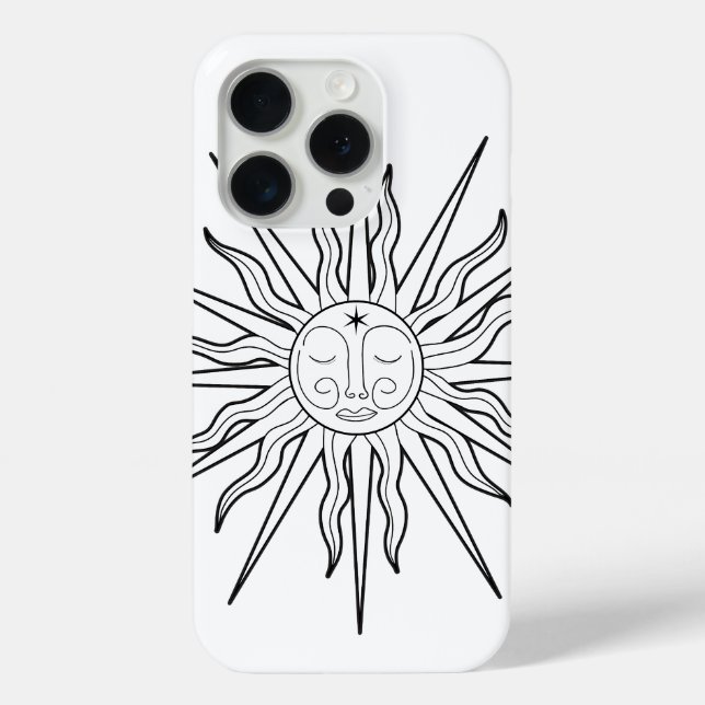Schwarz-Weiß-Whimsical Sun-Himmelsastrologie Case-Mate iPhone Hülle (Rückseite)