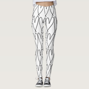 Schwarz-Weiß-whimsical-süße-Herzen Leggings