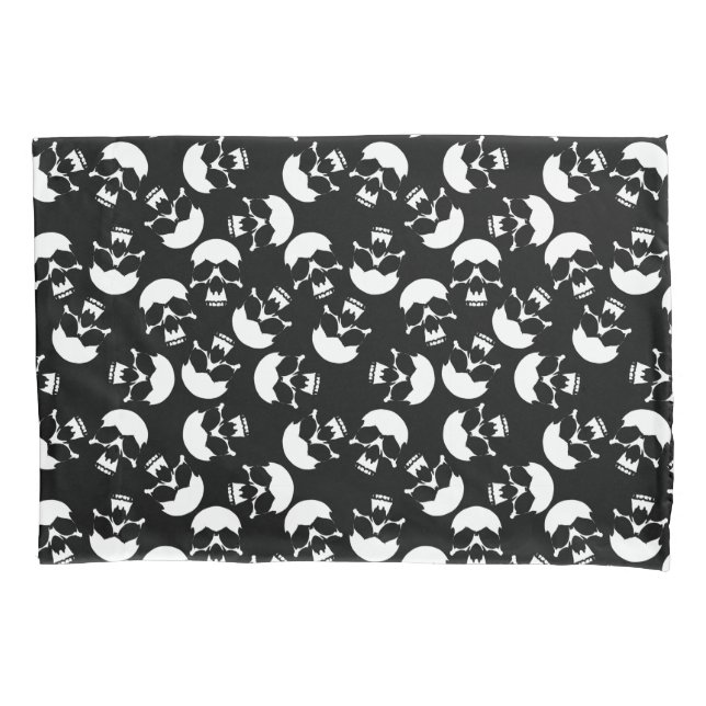 Schwarz-Weiß-Wiederholungsmotiv | Schädelmuster Kissenbezug (Vorderseite)