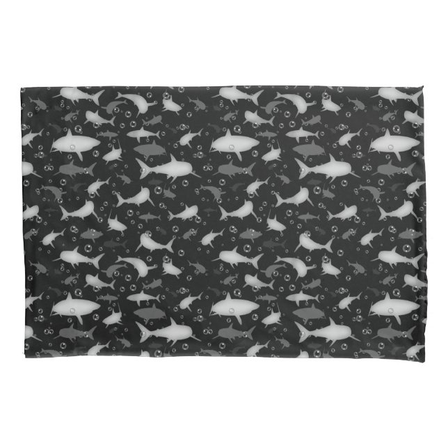 Schwarz-Weiß-Wiederholungsmotiv | Shark Pattern Kissenbezug (Vorderseite)