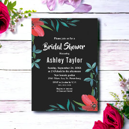 Schwarz-Weiß-Wildblume Blumenkohl-Brautparty Einladung