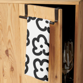 Schwarz-Weiß-Wildblume Modernes Design Geschirrtuch