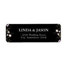 Schwarz-Weiß-Wildblumen Hochzeit Rücksendeadresse