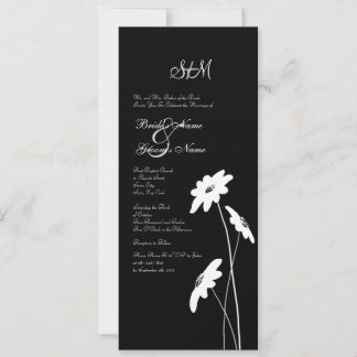 Schwarz-Weiß-Wildblumen Hochzeitseinladung Einladung