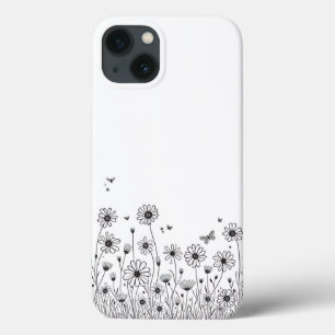 Schwarz-weiß-Wildblumen-iPhone-13-Hülle Case-Mate iPhone Hülle