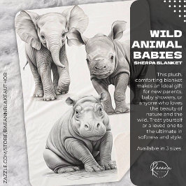 Schwarz & Weiß Wildtierbabys Sherpa Blanket Sherpadecke