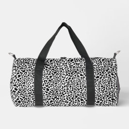 Schwarz-weiß-Wildtierdruck. Schneeleopard Prin Duffle Bag