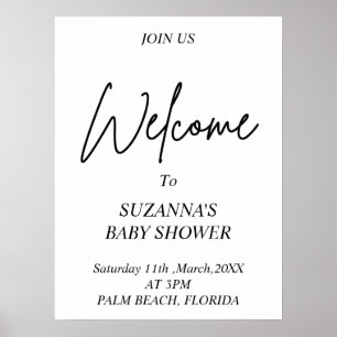 SCHWARZ WEISS  WILLKOMMEN Babyparty Poster