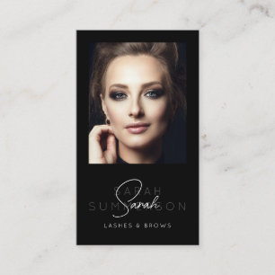 Schwarz Weiß Wimpern Augenbrauen Make-up QR-Code F Visitenkarte