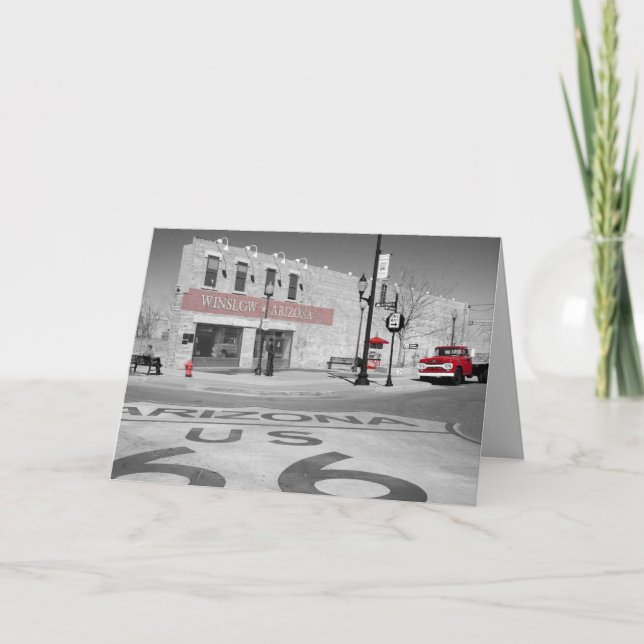 Schwarz-Weiß-Winslow-Arizona-Fotovorlage Karte (Vorderseite)