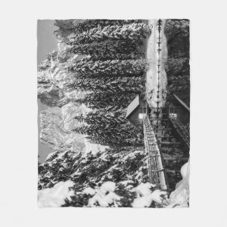 Schwarz-Weiß-Winter-Bergsee Foto Fleecedecke