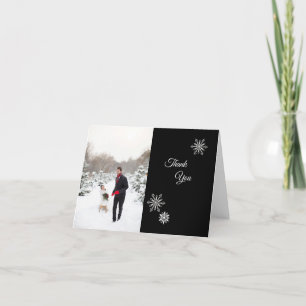 Schwarz-Weiß-Winter-Hochzeit Foto Vielen Dank Dankeskarte