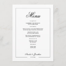 Schwarz-Weiß-Winter-Hochzeitmenü