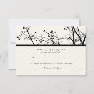 Schwarz-Weiß-Winterbaum Hochzeit RSVP Karte