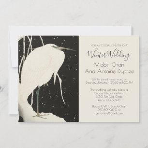 Schwarz-Weiß-Winterhochzeit   White Heron Einladung