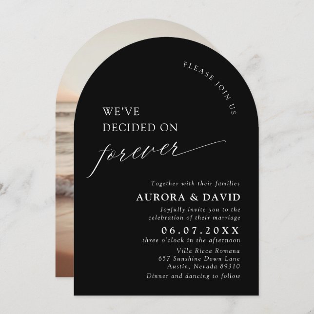 Schwarz & Weiß Wir haben uns für ewige Hochzeit en Einladung (Vorne/Hinten)