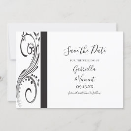 Schwarz-Weiß-Wirbel beim Hochzeitsdatum speichern Einladung