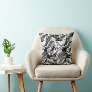 Schwarz-Weiß-Wirbel elegant, modern und stilvoll Kissen