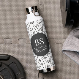 Schwarz-Weiß-Wirbel Trinkflasche