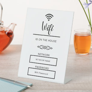 Schwarz-Weiß-WLAN-Passwort für Zuhause Sockelschild