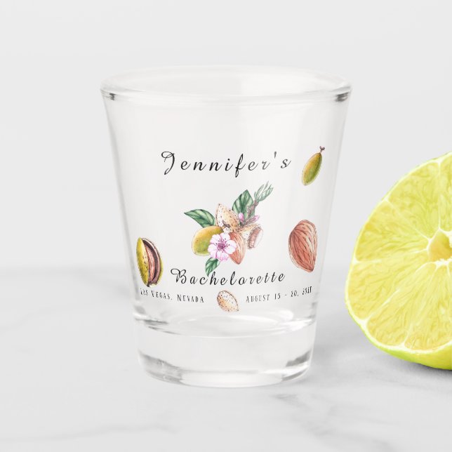 Schwarz-Weiß-Wochenende-Junggeselinnen-Abschied Schnapsglas (Vorderseite)