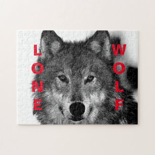 Schwarz-Weiß-Wolf-Augustift Puzzle