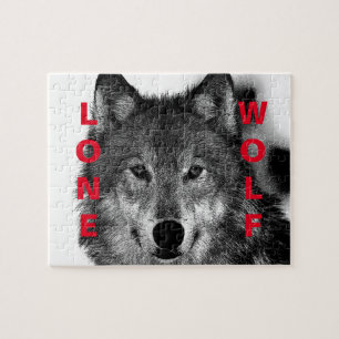 Schwarz-Weiß-Wolf-Augustift Puzzle