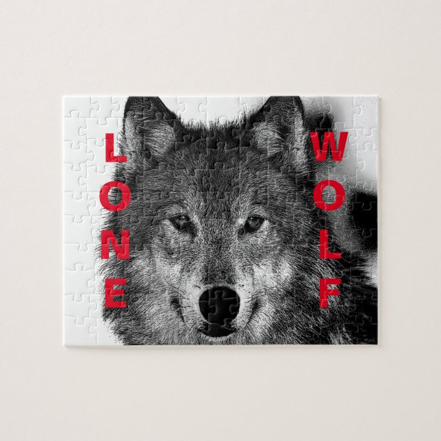 Schwarz-Weiß-Wolf-Augustift Puzzle (Horizontal)