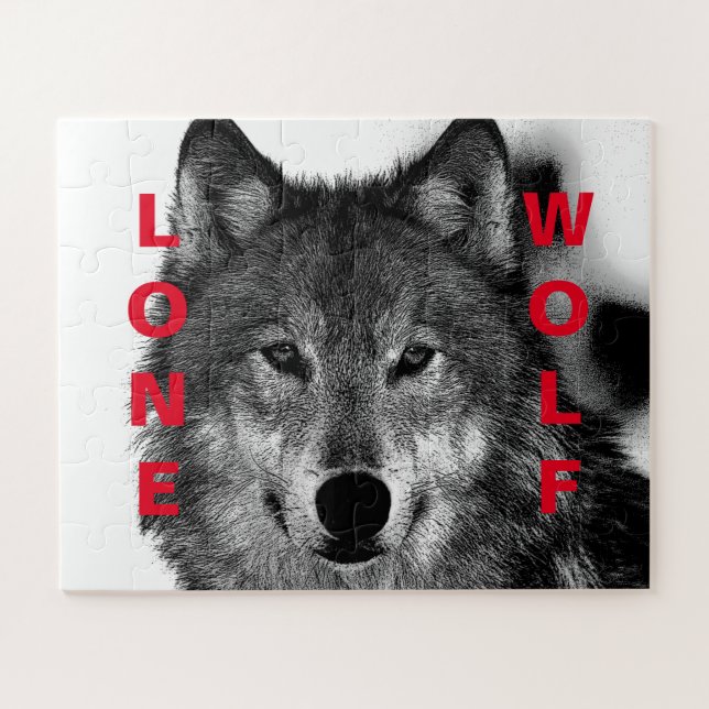 Schwarz-Weiß-Wolf-Augustift Puzzle (Horizontal)