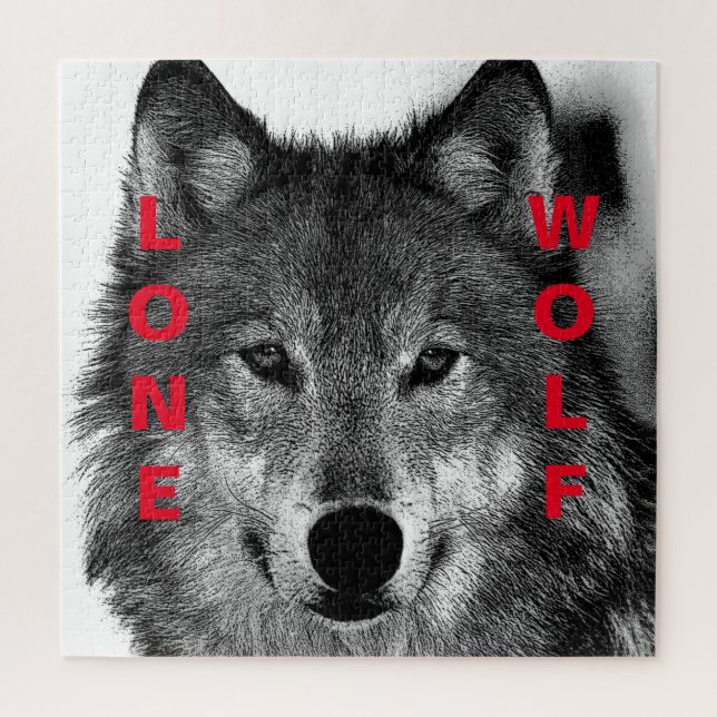 Schwarz-Weiß-Wolf-Augustift Puzzle (Vertikal)