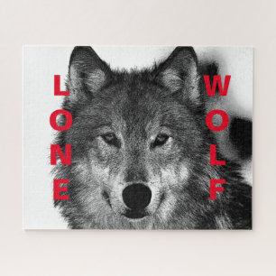 Schwarz-Weiß-Wolf-Augustift Puzzle