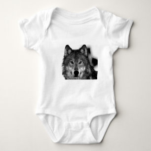 Schwarz-Weiß-Wolf Baby Strampler