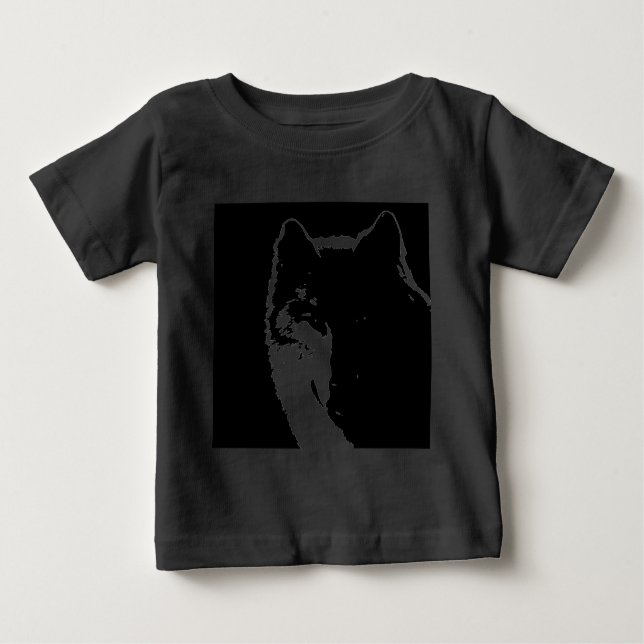 Schwarz-Weiß-Wolf Baby T-shirt (Vorderseite)