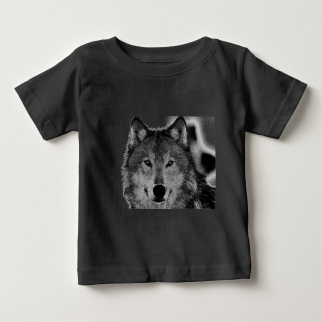 Schwarz-Weiß-Wolf Baby T-shirt (Vorderseite)