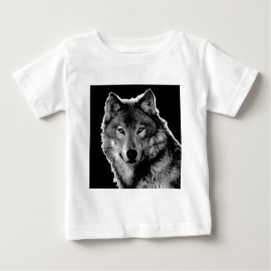 Schwarz-Weiß-Wolf Baby T-shirt