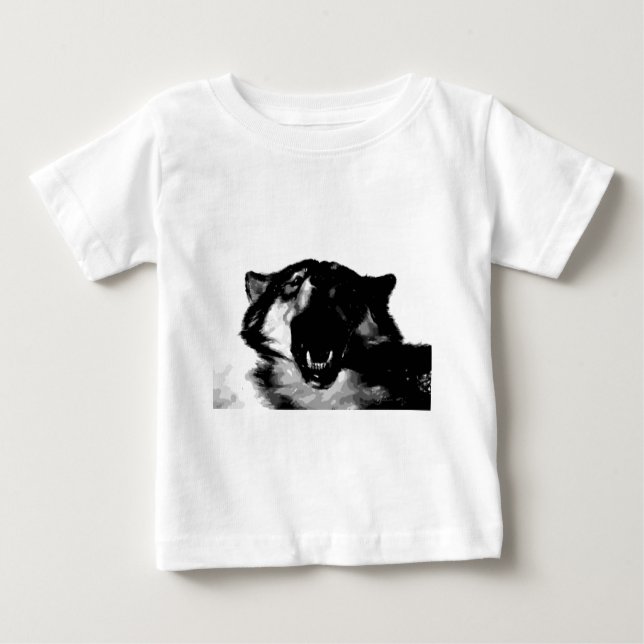Schwarz-Weiß-Wolf Baby T-shirt (Vorderseite)