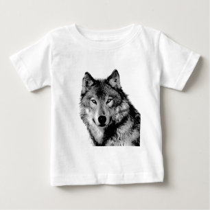 Schwarz-Weiß-Wolf Baby T-shirt