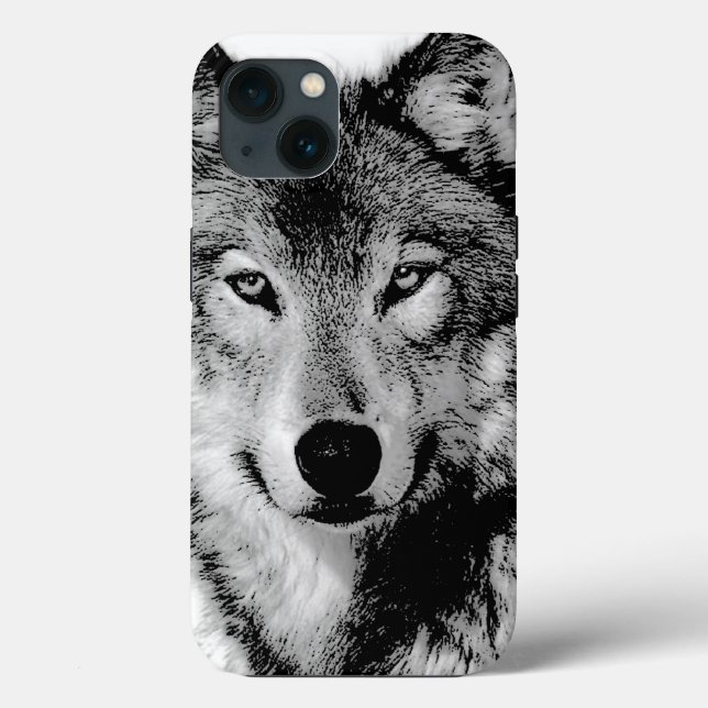 Schwarz-Weiß-Wolf Case-Mate iPhone Hülle (Rückseite)