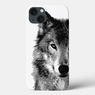 Schwarz-Weiß-Wolf iPhone 13 Hülle