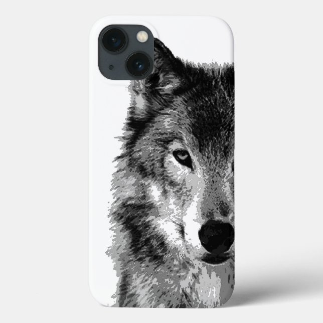 Schwarz-Weiß-Wolf Case-Mate iPhone Hülle (Rückseite)